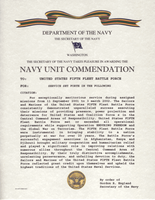 Navy Unit Commendation HELICOPTER COMBAT SUPPORT SPECIAL SQUADRON FIVE